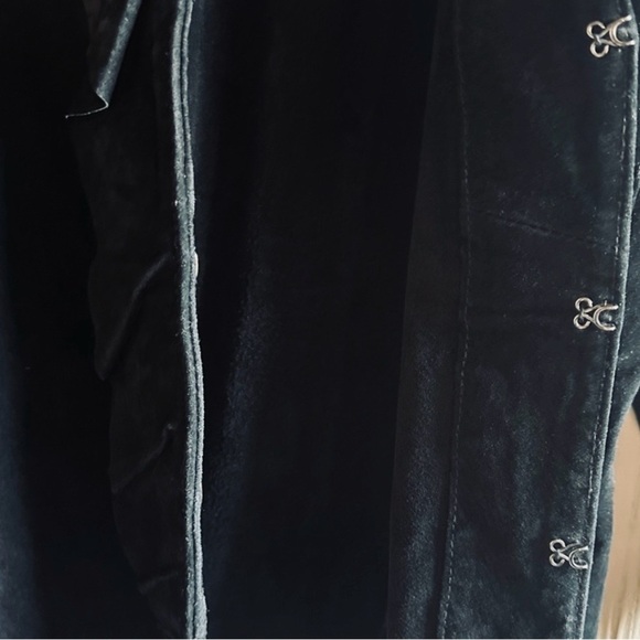 Vintage Black Suede-Look Fitted Jacket | Ruffle Front Gothic Romantic Small - Picture 2 of 3